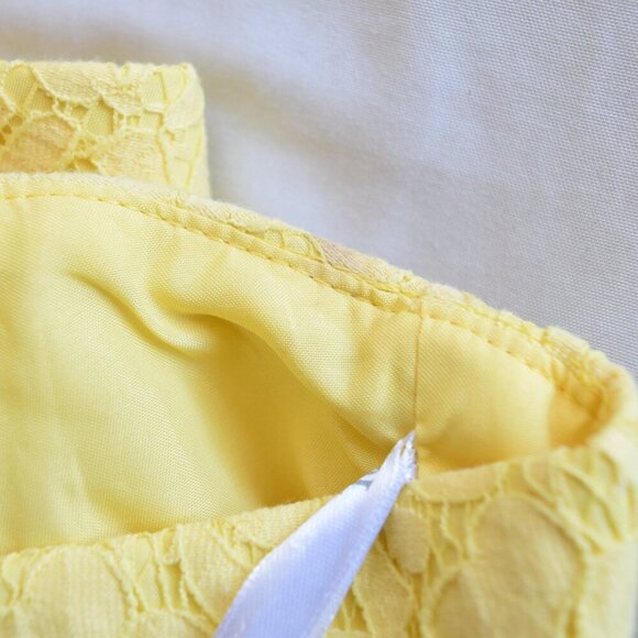 NWT DAVID'S BRIDAL Knee Length Floral Lace Strapless Dress In Yellow Size 12 - Picture 5 of 7